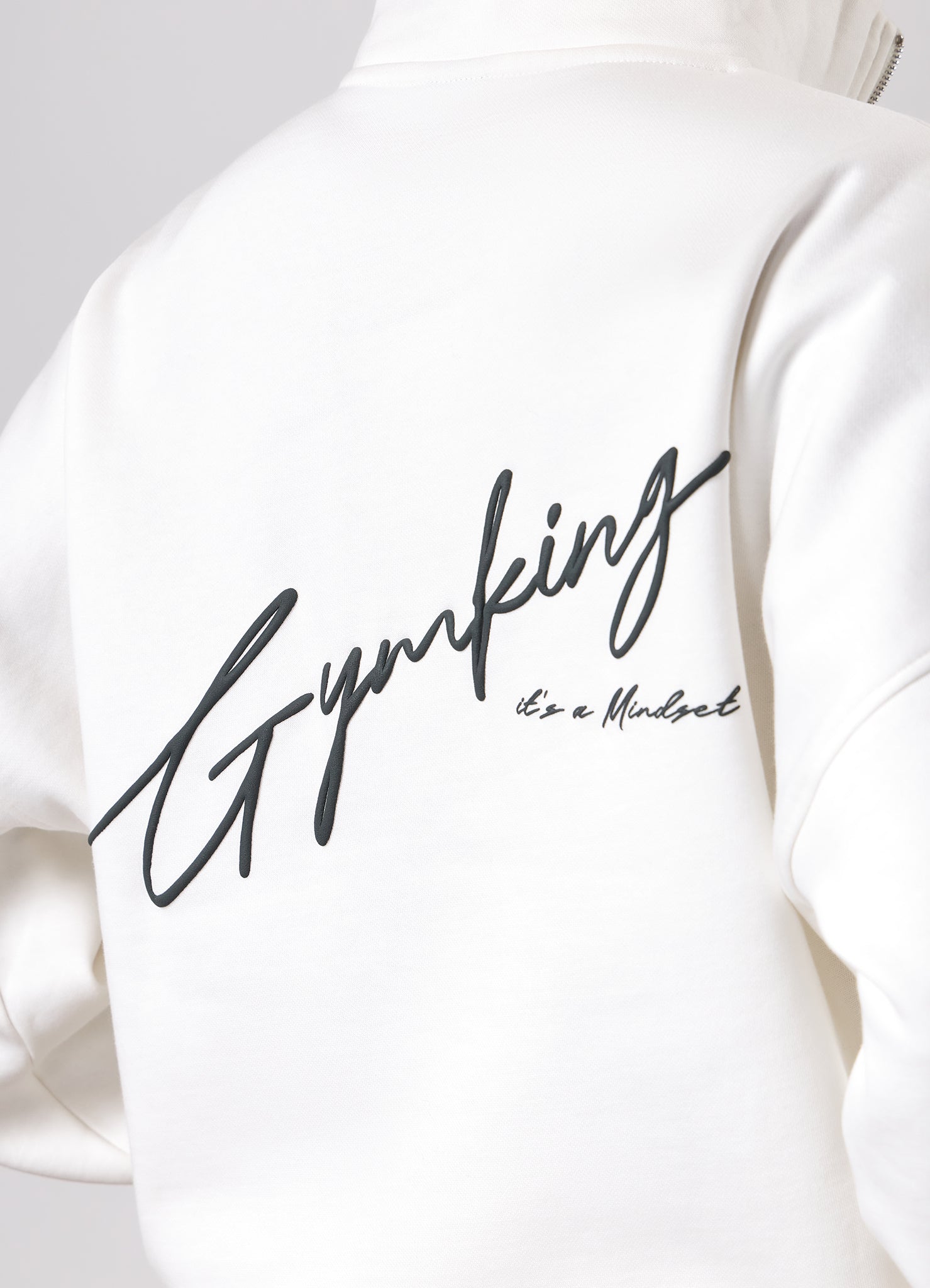 Gym King Script Mindset 1/4 Zip Funnel - Cream