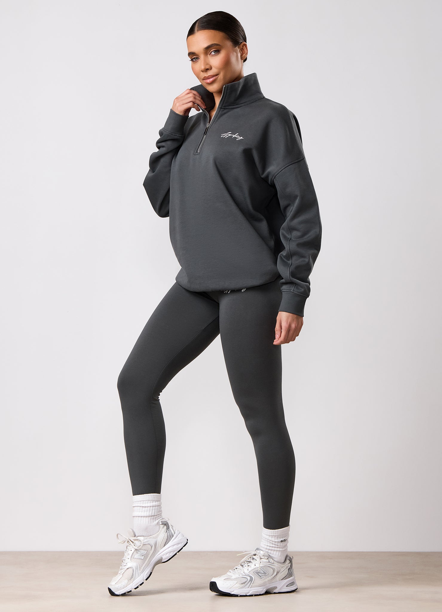 Gym King Script Mindset 1/4 Zip Funnel - Green Smoke