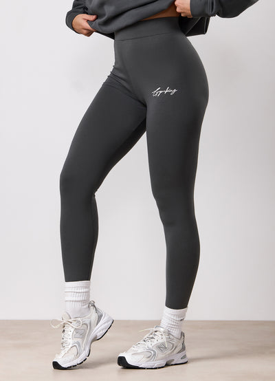 Gym King Script Mindset Jersey Legging - Green Smoke