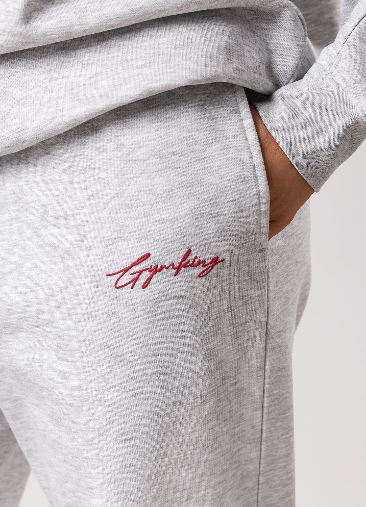 Gym King Script Mindset Straight Leg Jogger - Snow Marl