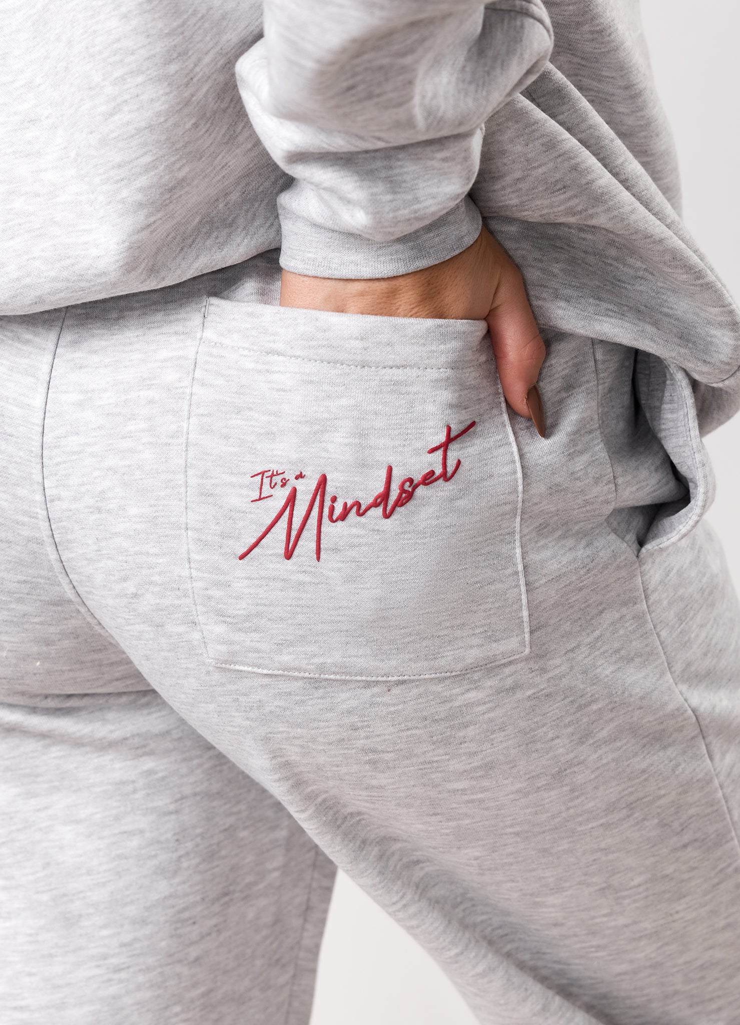 Gym King Script Mindset Straight Leg Jogger - Snow Marl