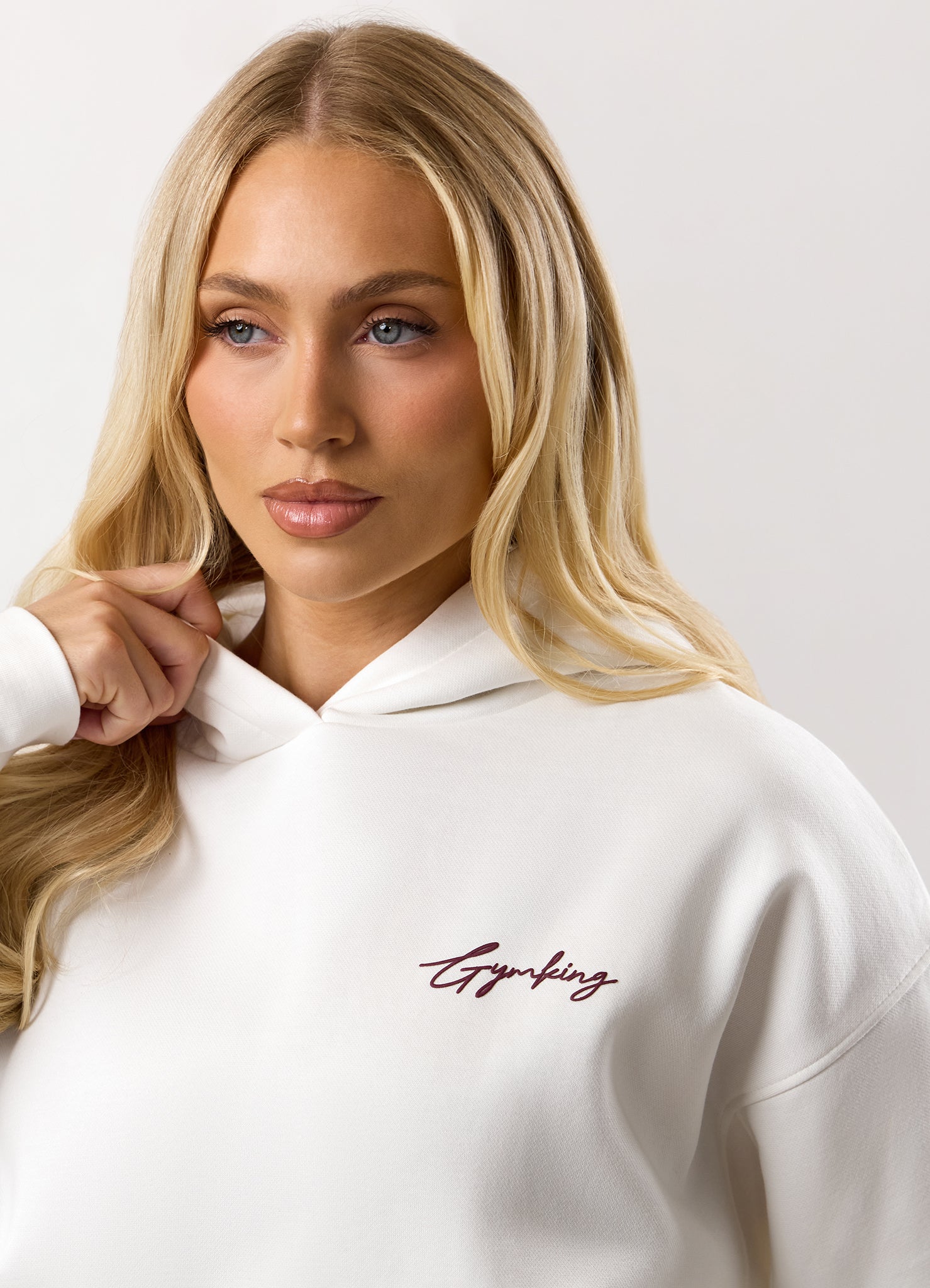 Gym King Script Mindset Relaxed Fit Hood - Cream/Fig