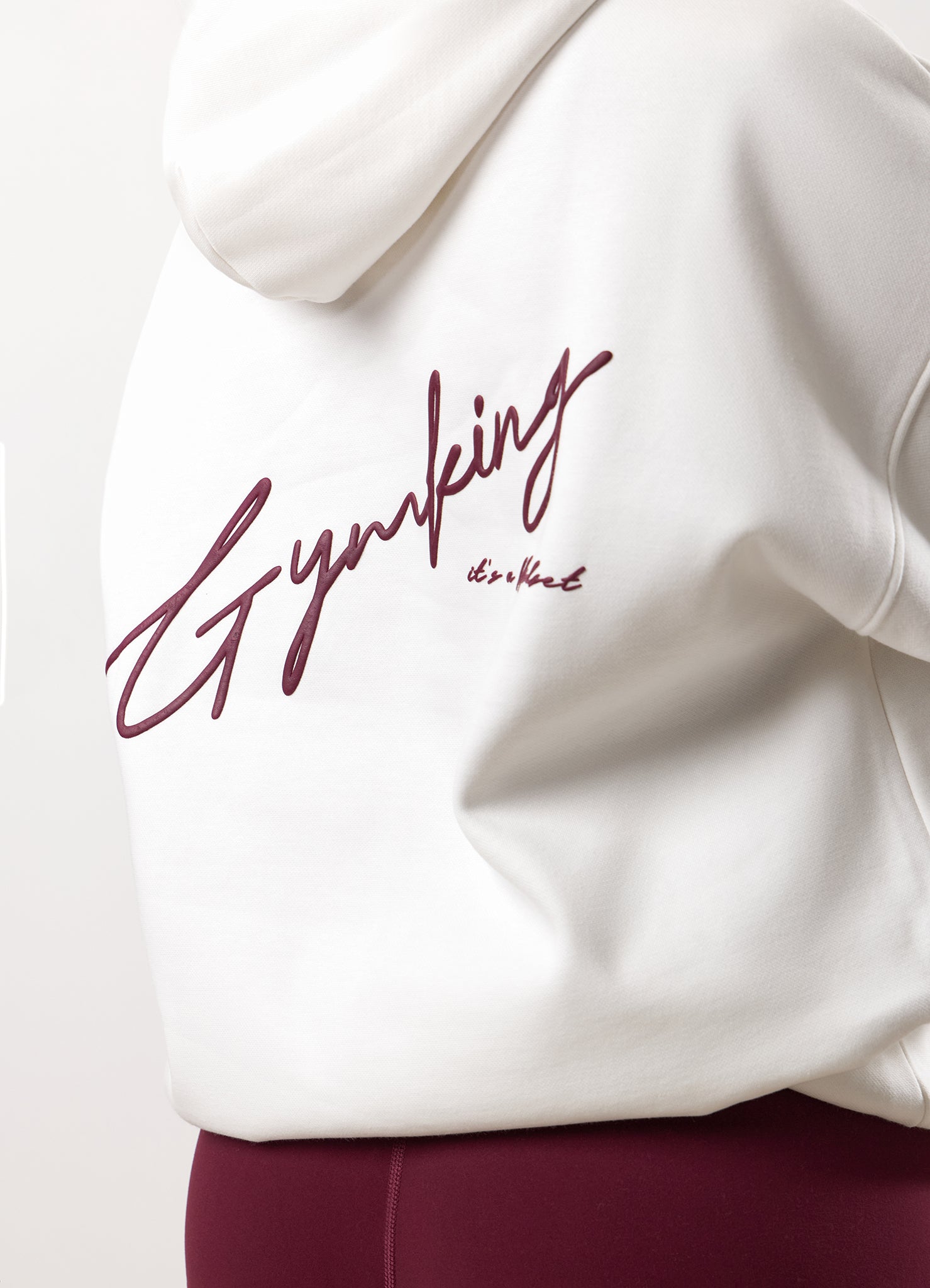Gym King Script Mindset Relaxed Fit Hood - Cream/Fig