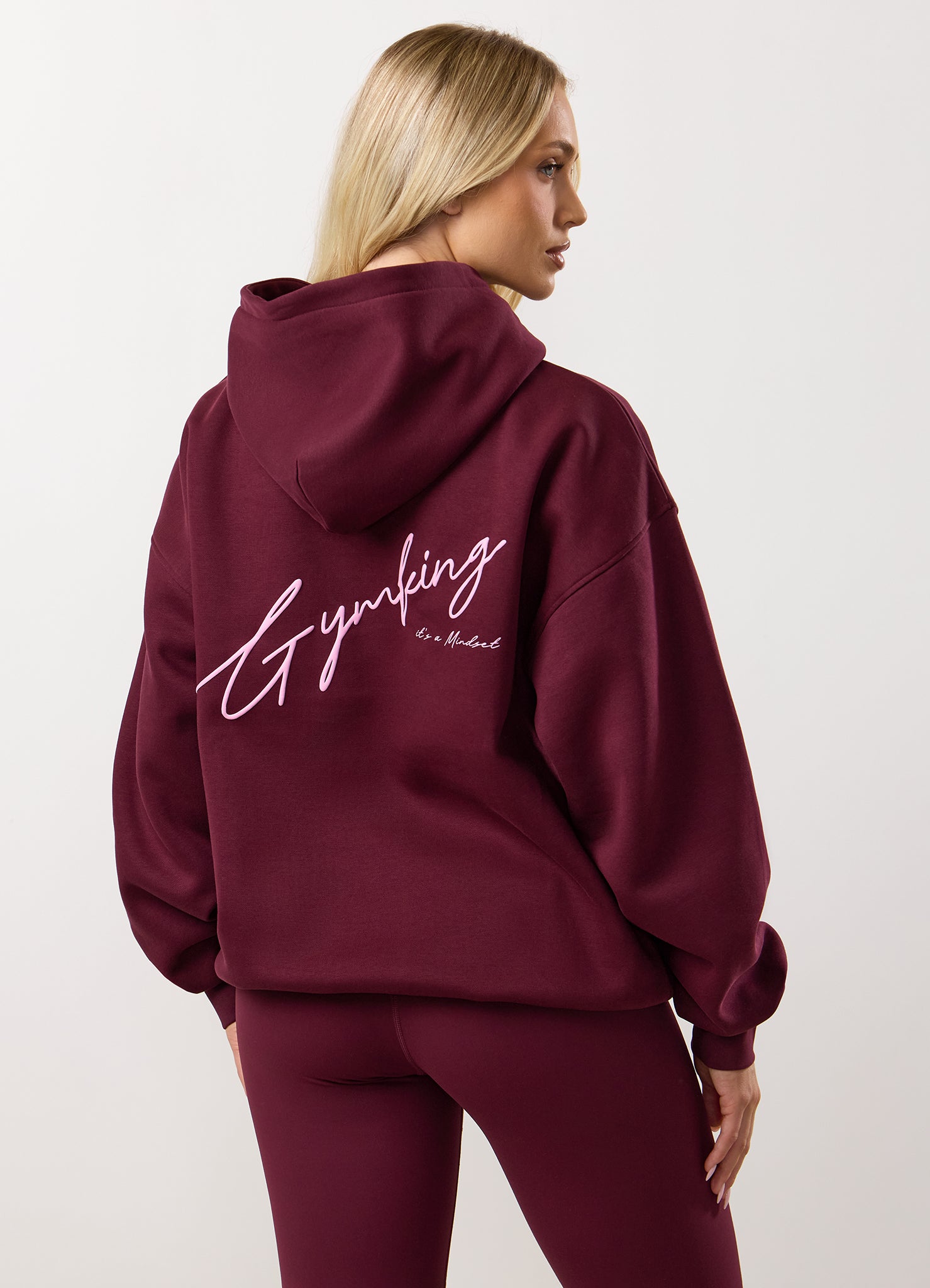 Gym King Script Mindset Relaxed Fit Hood - Fig