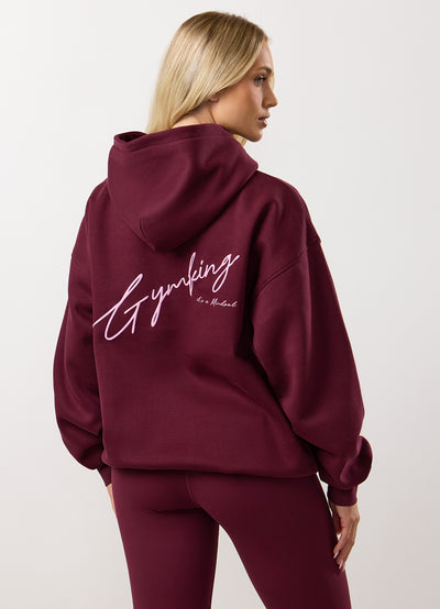 Gym King Script Mindset Relaxed Fit Hood - Fig