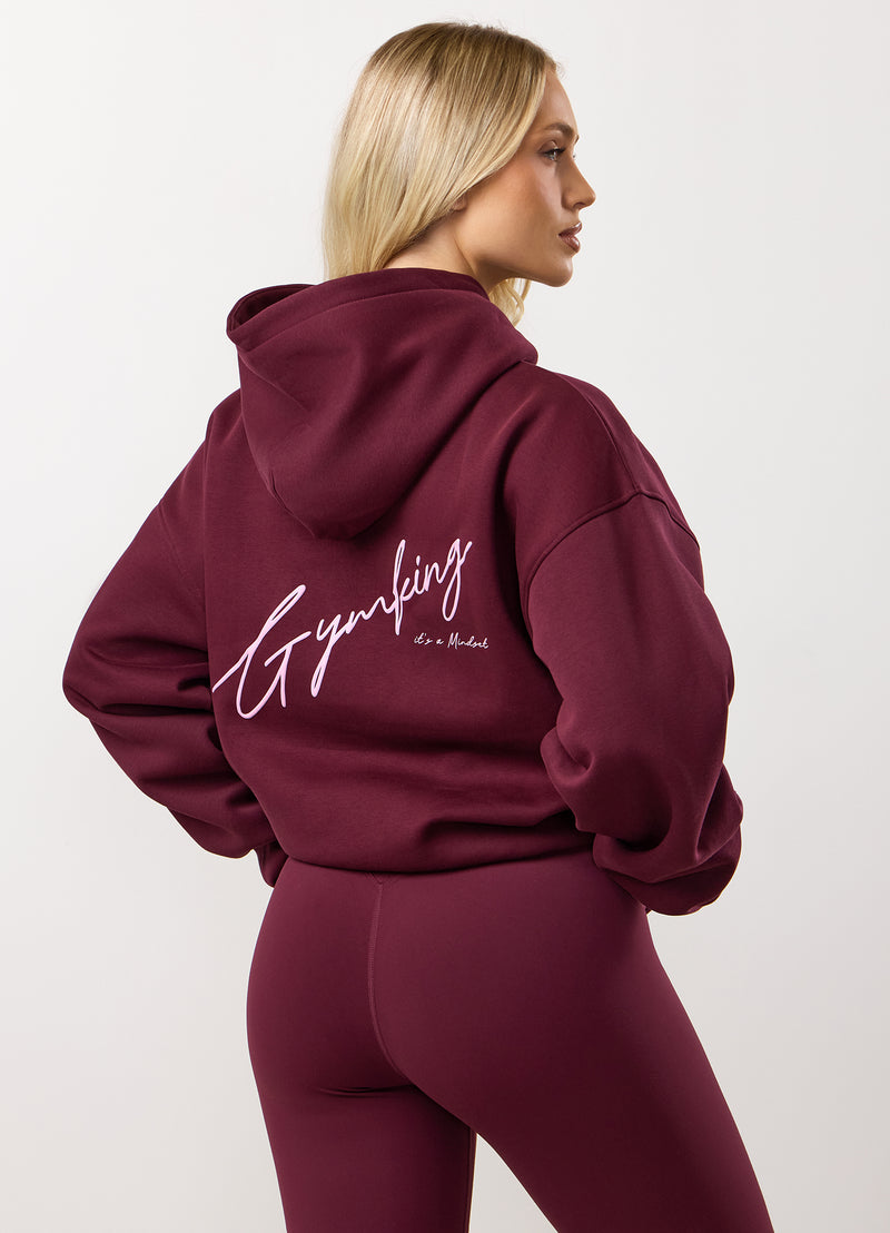 Gym King Script Mindset Relaxed Fit Hood - Fig
