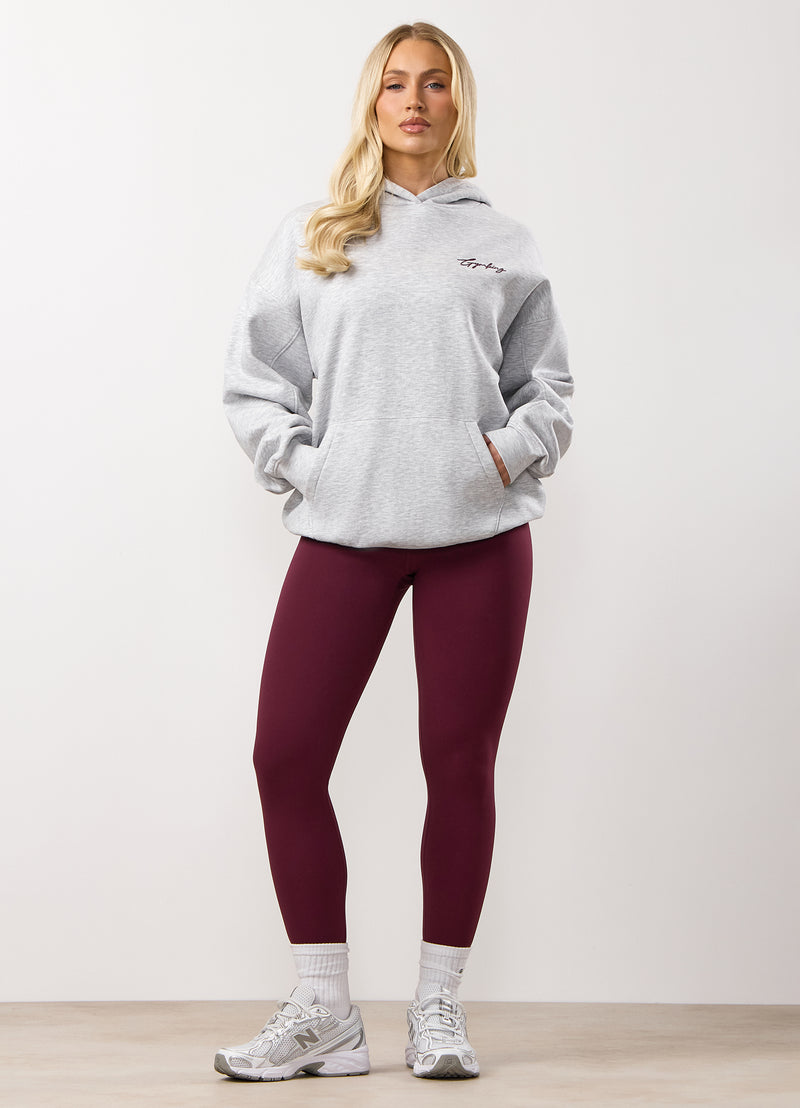 Gym King Script Mindset Relaxed Fit Hood - Snow Marl