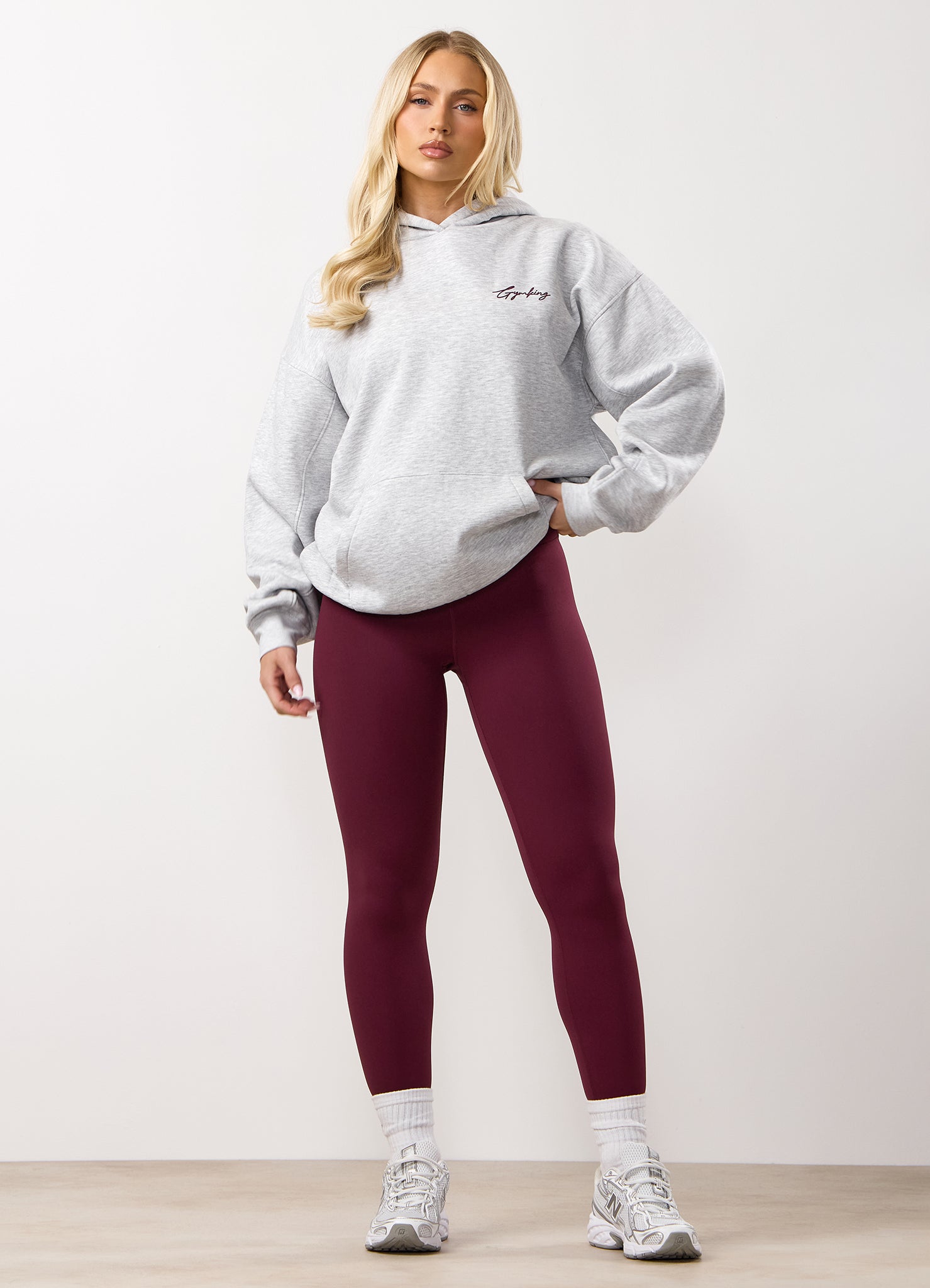 Gym King Script Mindset Relaxed Fit Hood - Snow Marl