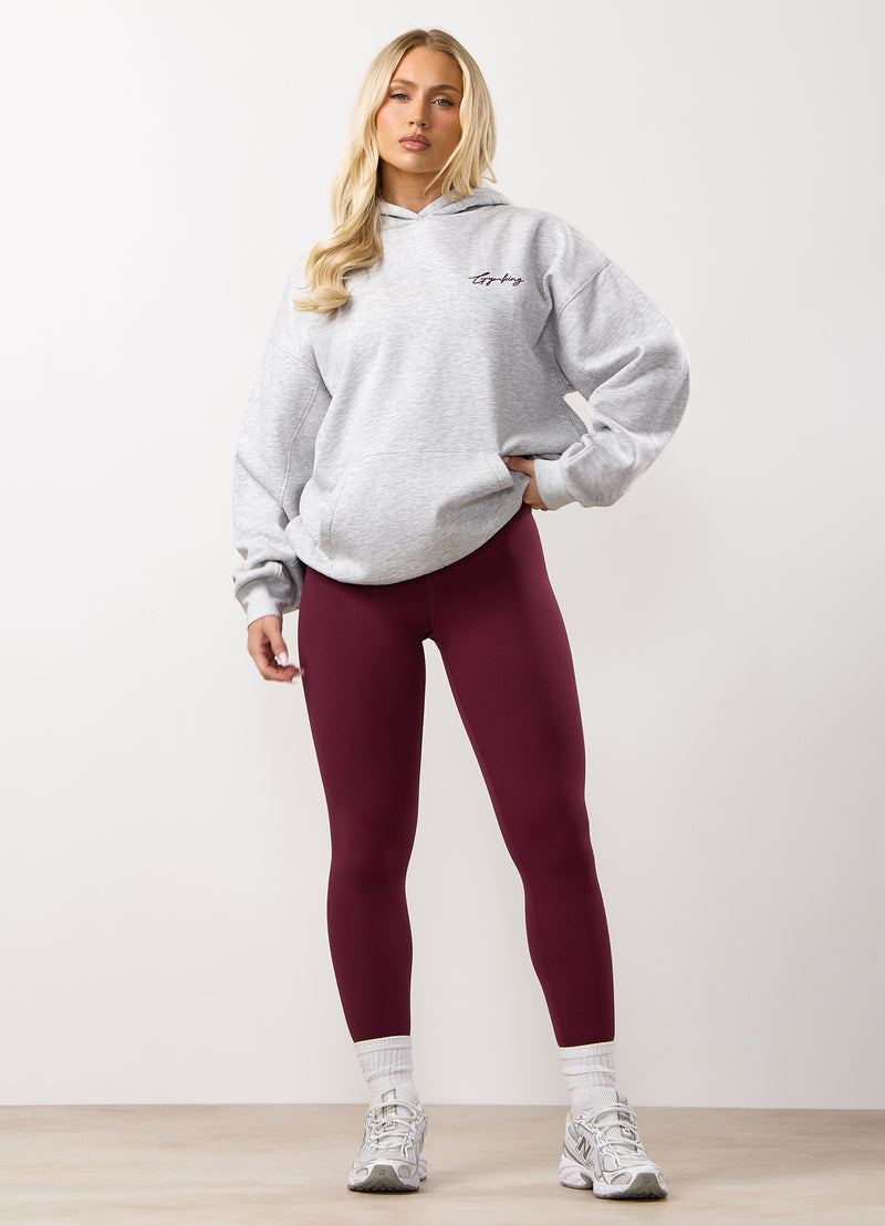 Gym King Script Mindset Relaxed Fit Hood - Snow Marl