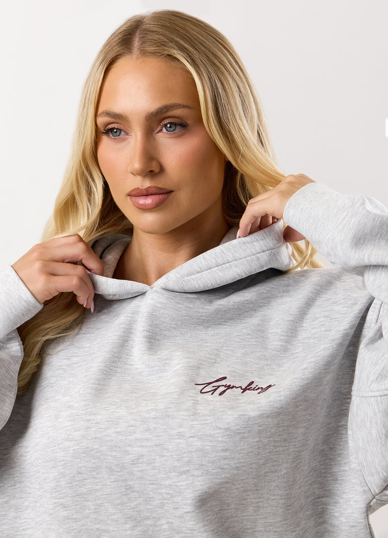 Gym King Script Mindset Relaxed Fit Hood - Snow Marl