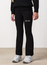Gym King Older Kids Script Flared Legging - Black / White thumbnail