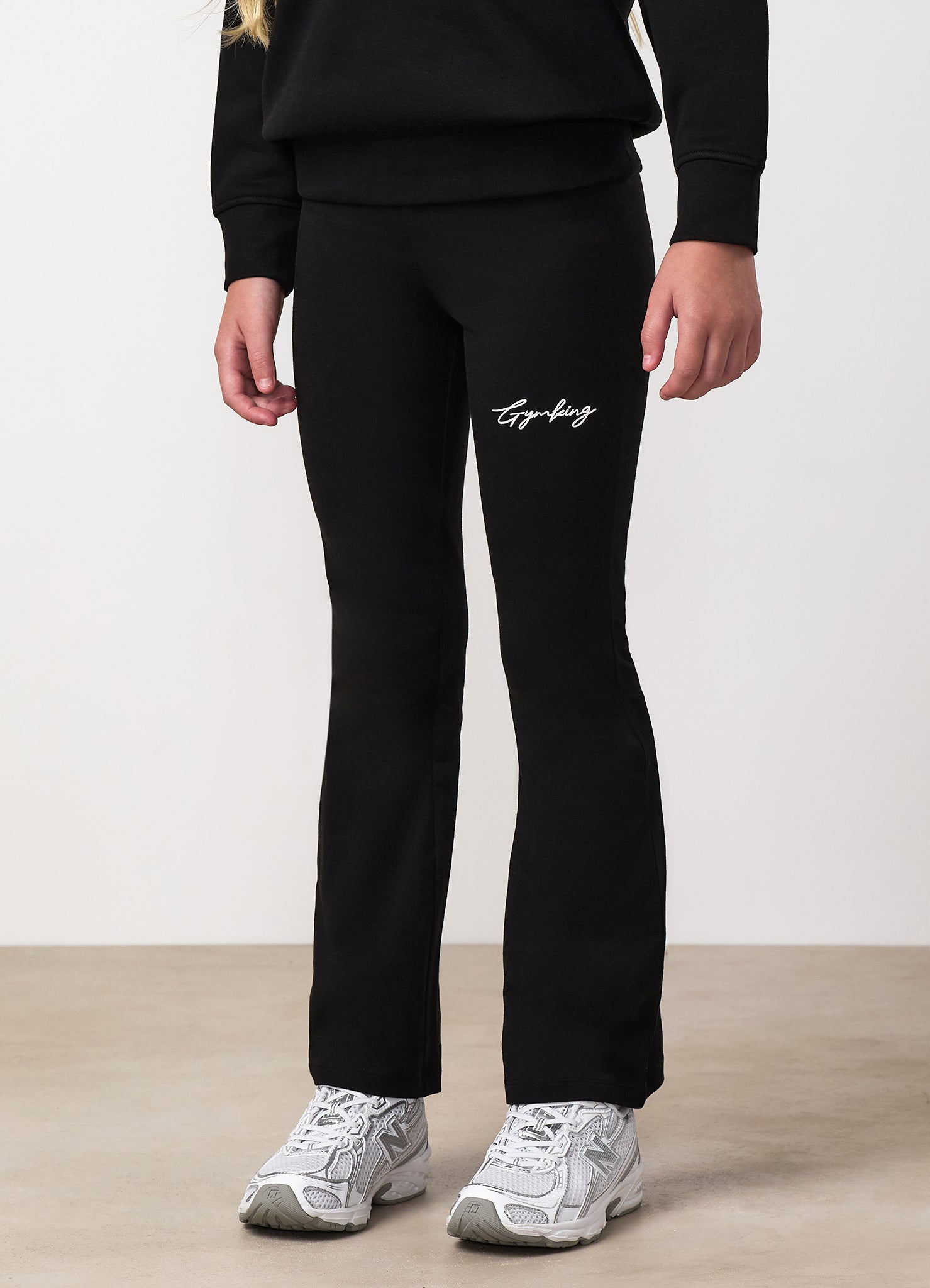 Gym King Older Kids Script Flared Legging - Black / White