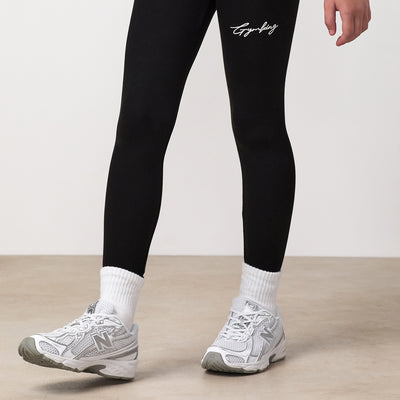 Gym King Older Kids Script Jersey Legging - Black / White