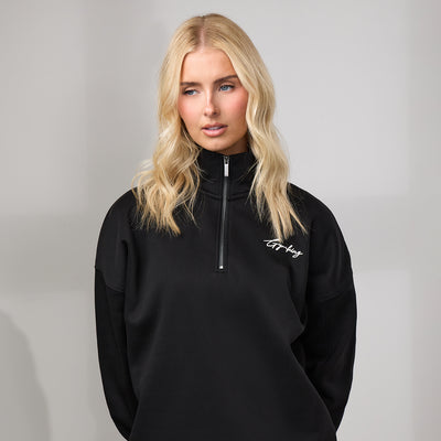 Gym King Script 1/4 Zip Fleece Funnel - Back/White