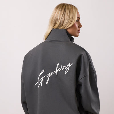 Gym King Script 1/4 Zip Fleece Funnel - Green Smoke