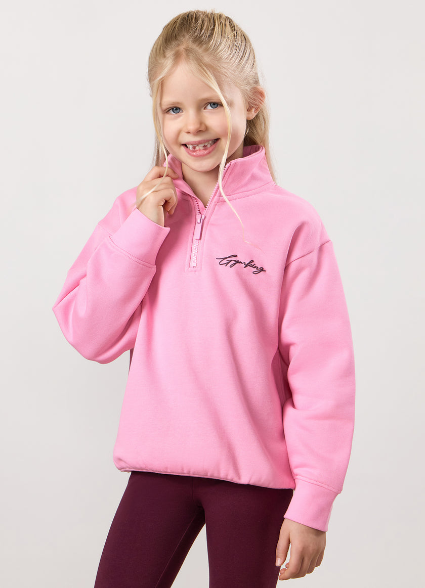 Gym King Kids Script 1/4 Zip Funnel - Candy Pink