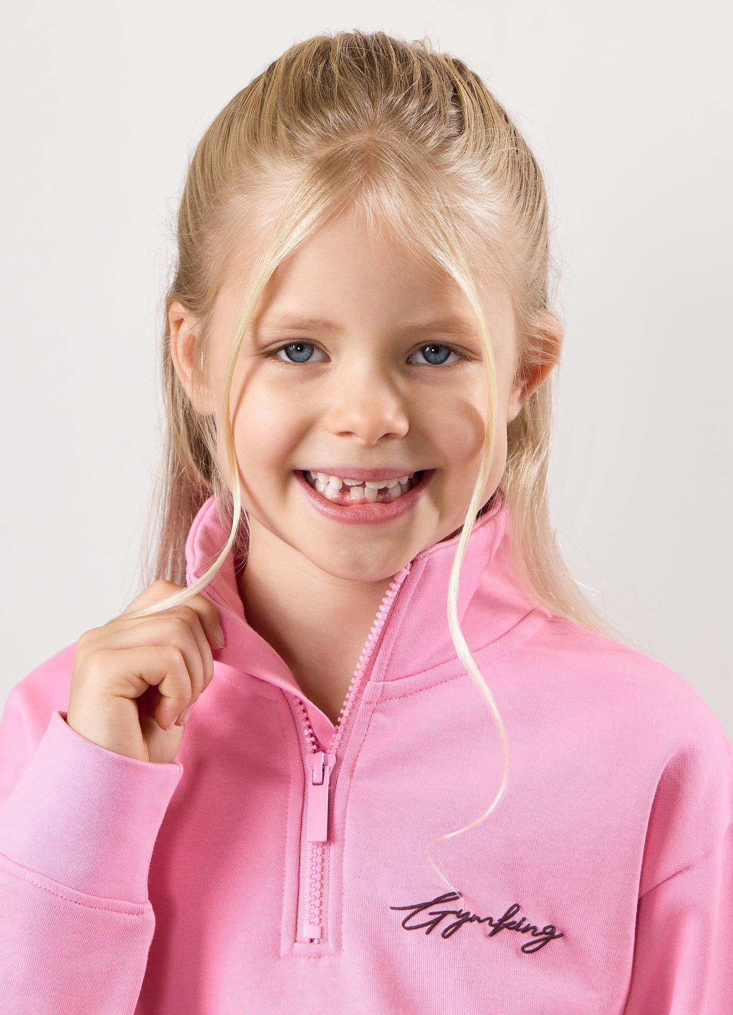 Gym King Kids Script 1/4 Zip Funnel - Candy Pink