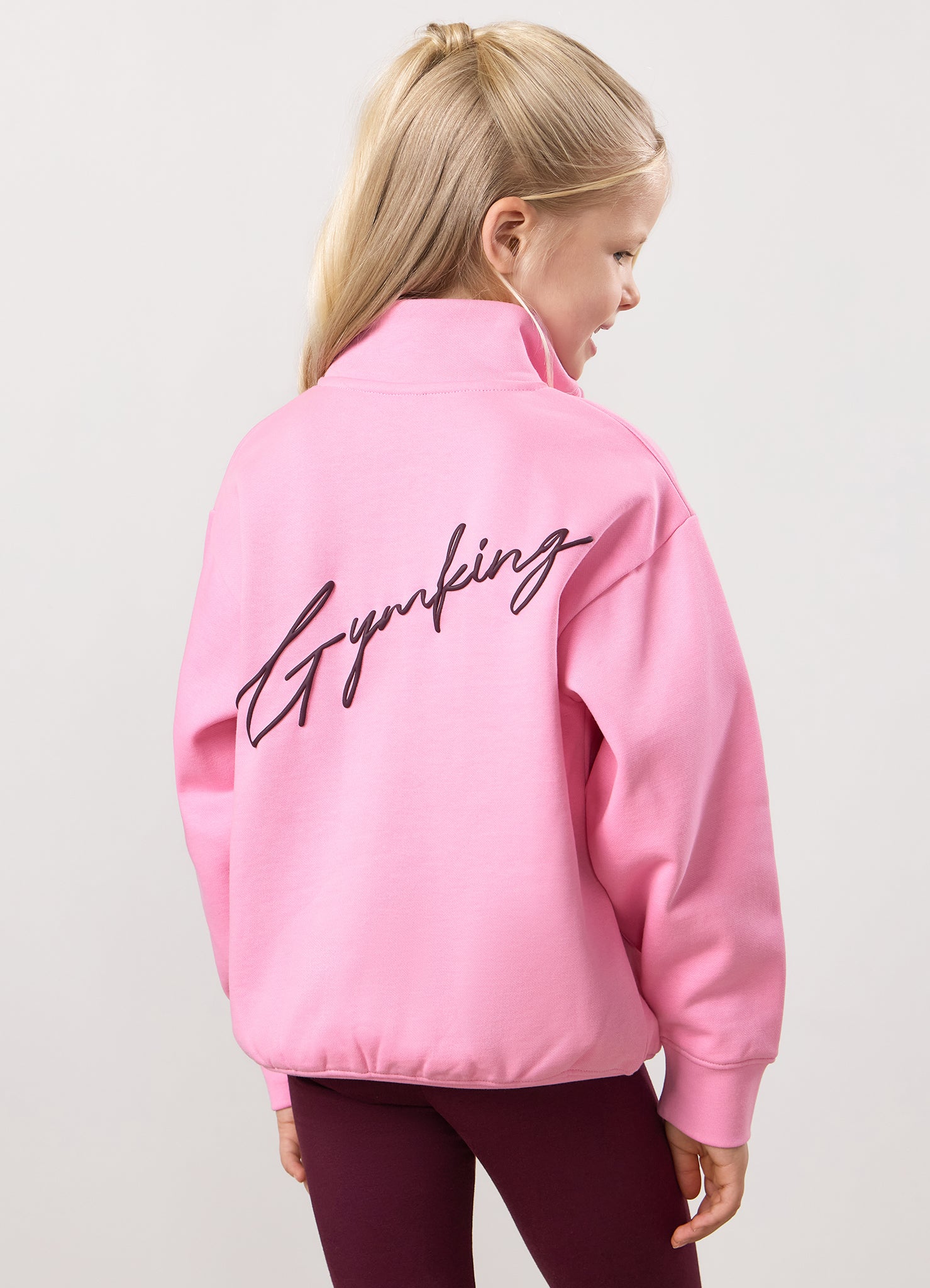Gym King Kids Script 1/4 Zip Funnel - Candy Pink