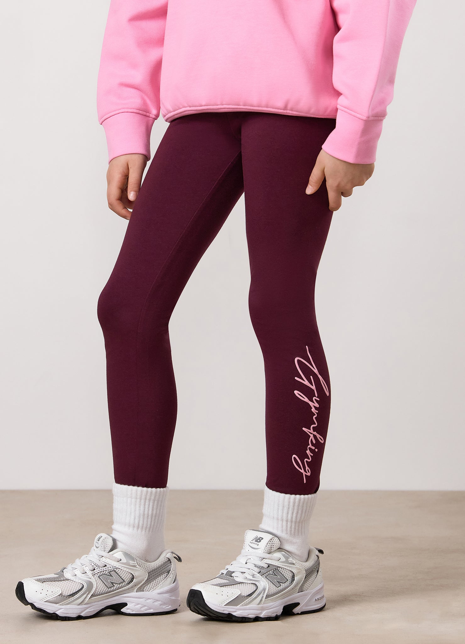 Gym King Kids Script Jersey Legging - Dark Cherry