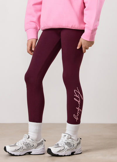 Gym King Kids Script Jersey Legging - Dark Cherry