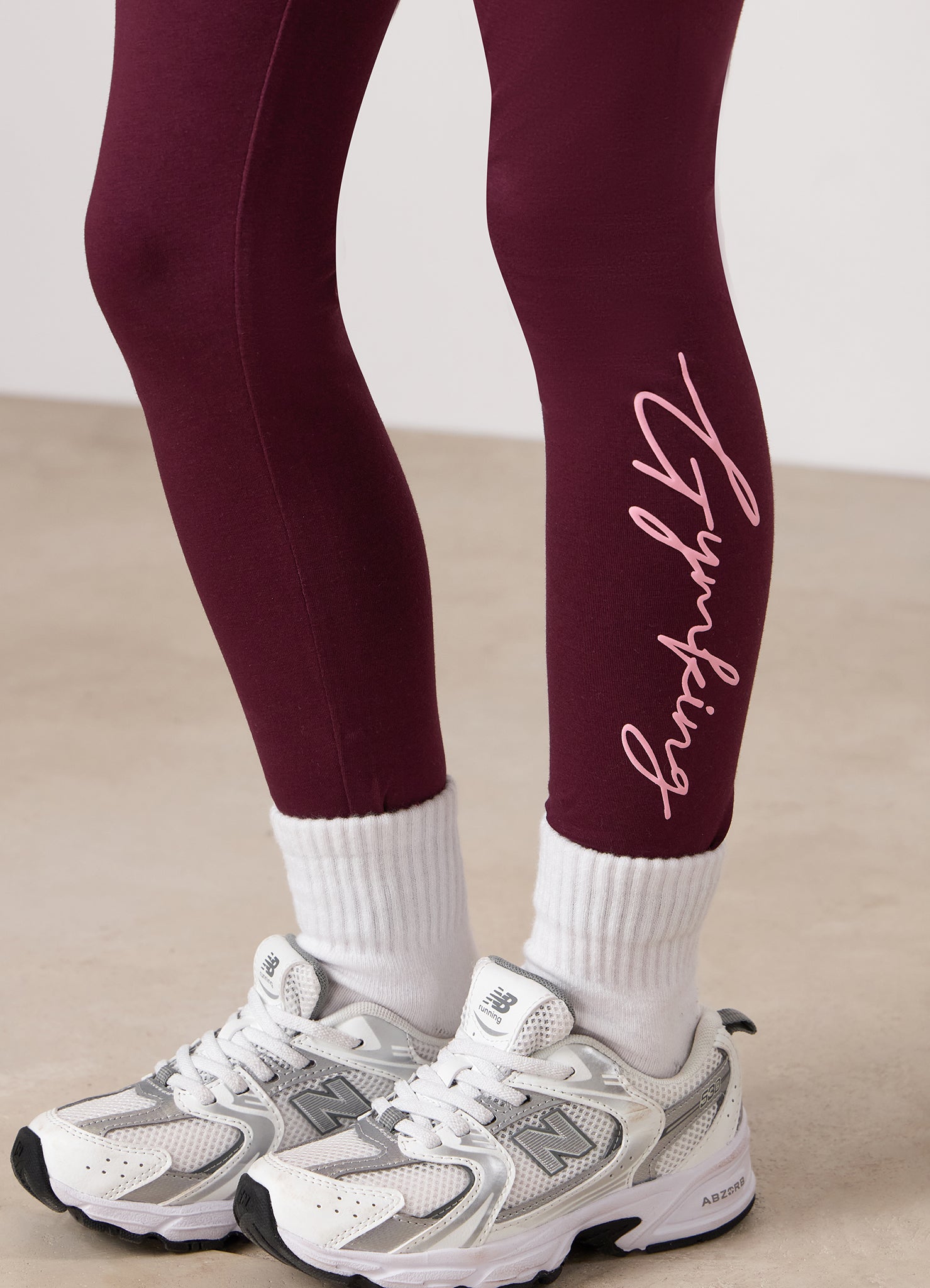 Gym King Kids Script Jersey Legging - Dark Cherry