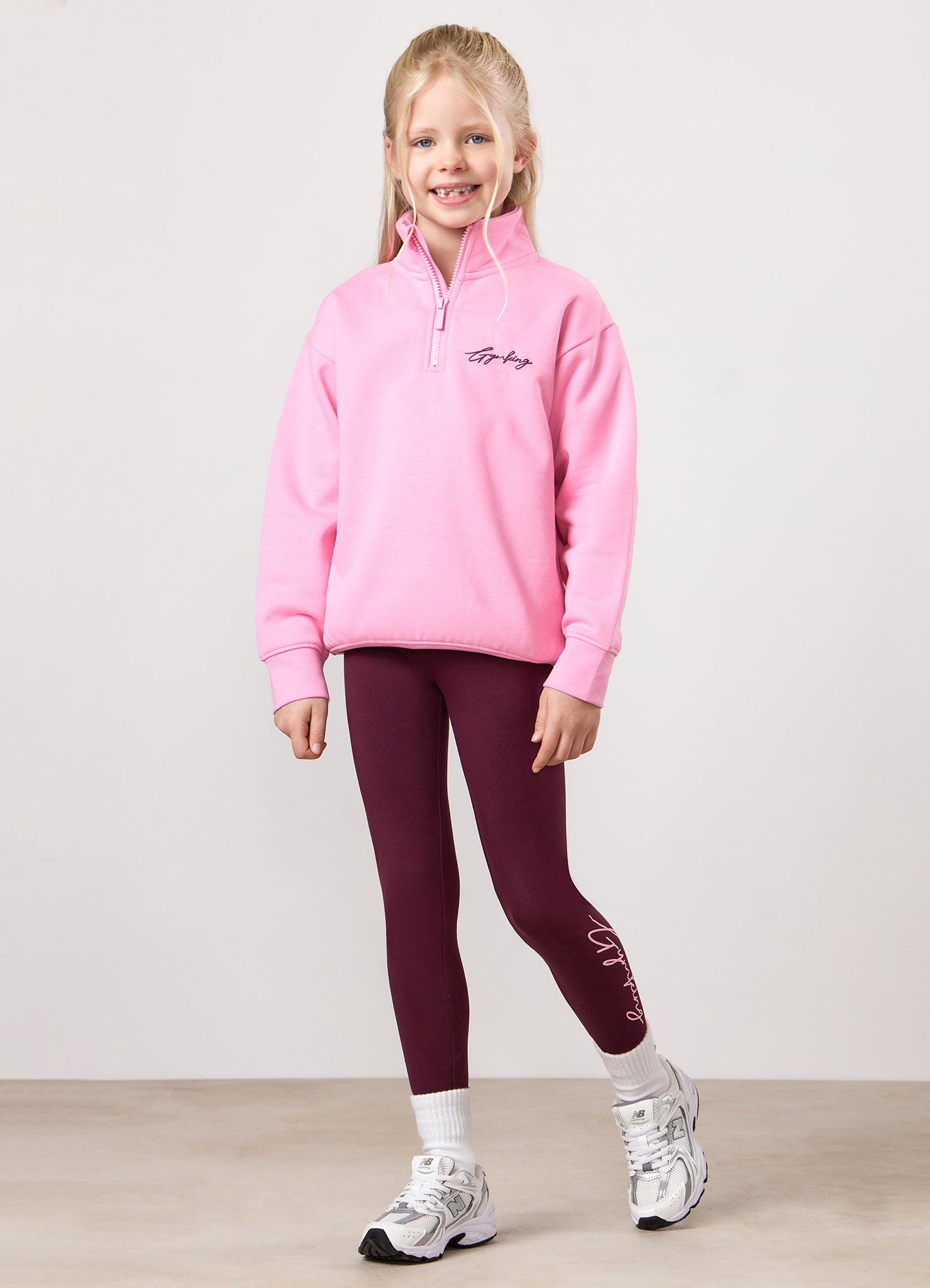 Gym King Kids Script Jersey Legging - Dark Cherry