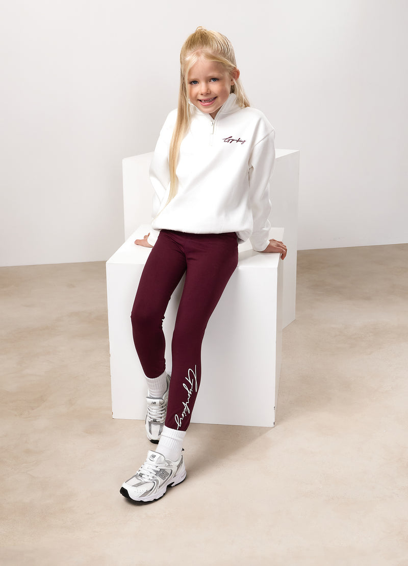 Gym King Kids Script 1/4 Zip Funnel - Cream