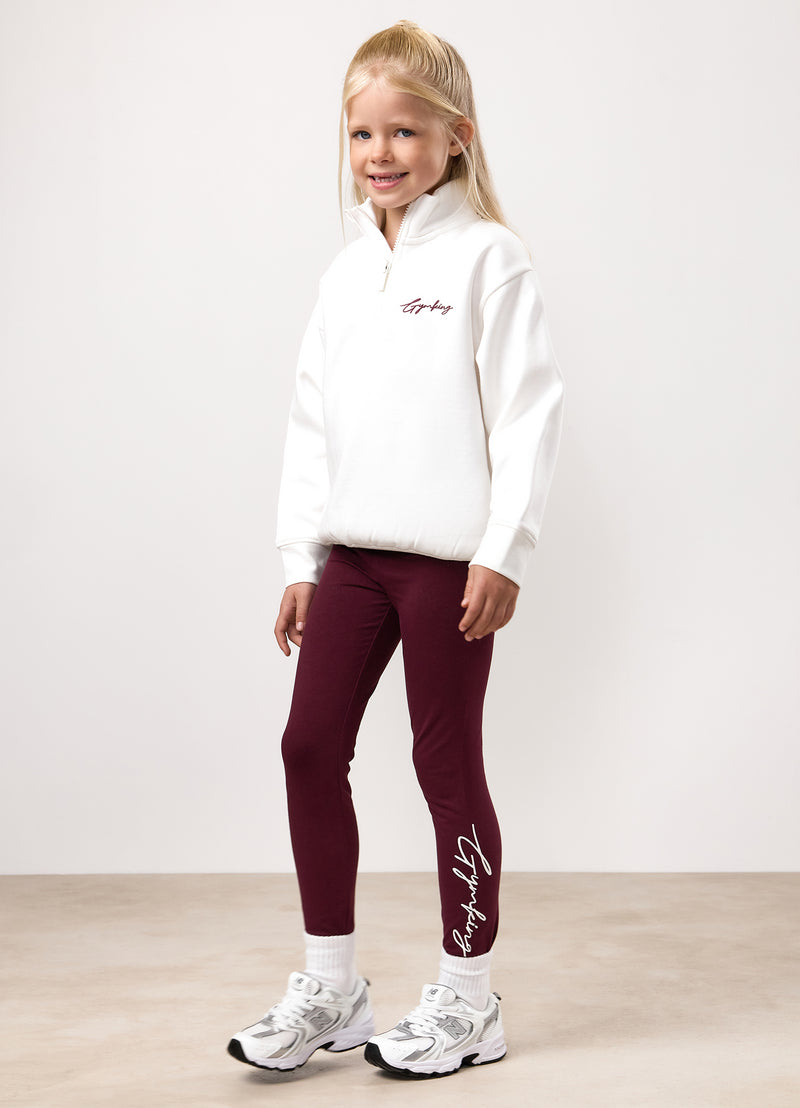 Gym King Kids Script 1/4 Zip Funnel - Cream