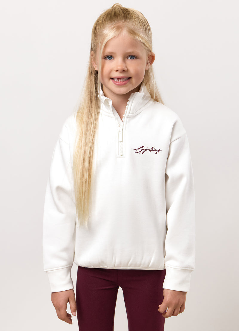 Gym King Kids Script 1/4 Zip Funnel - Cream