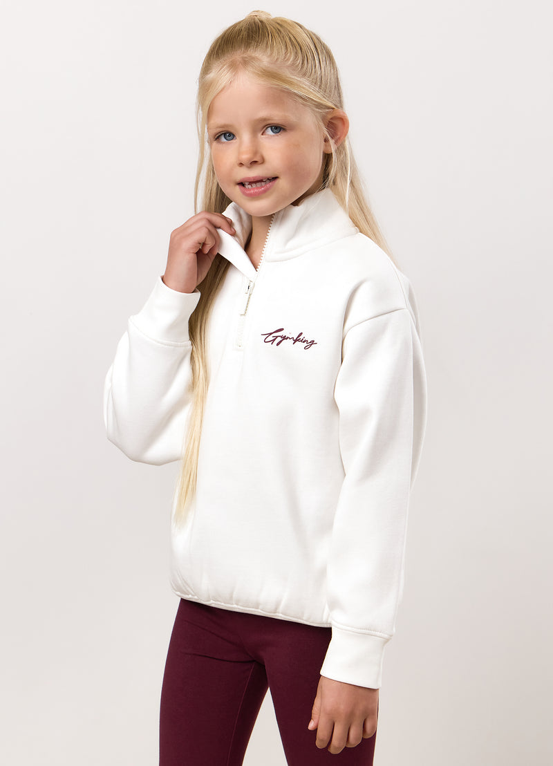 Gym King Kids Script 1/4 Zip Funnel - Cream