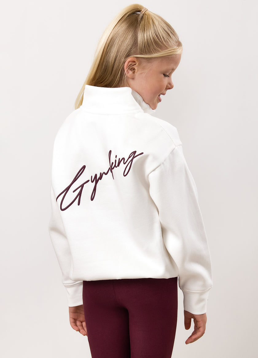 Gym King Kids Script 1/4 Zip Funnel - Cream
