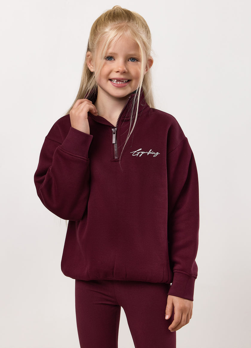 Gym King Kids Script 1/4 Zip Funnel - Fig