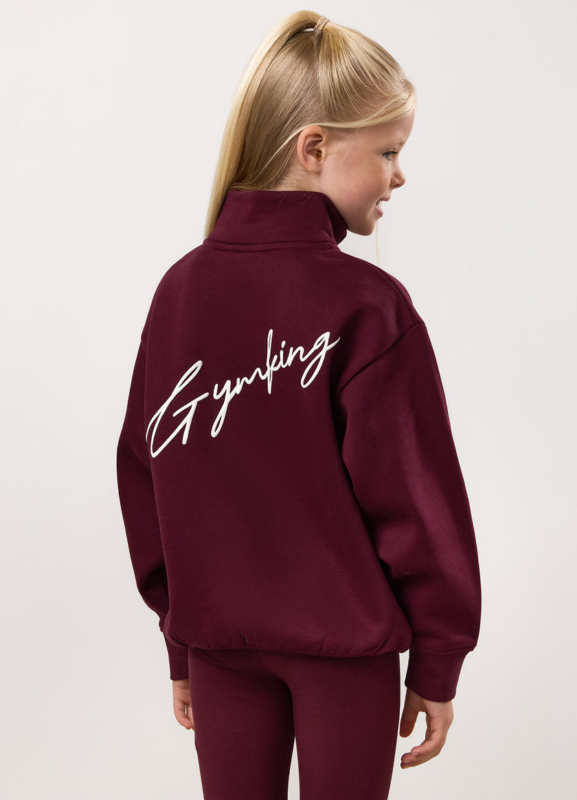 Gym King Kids Script 1/4 Zip Funnel - Fig