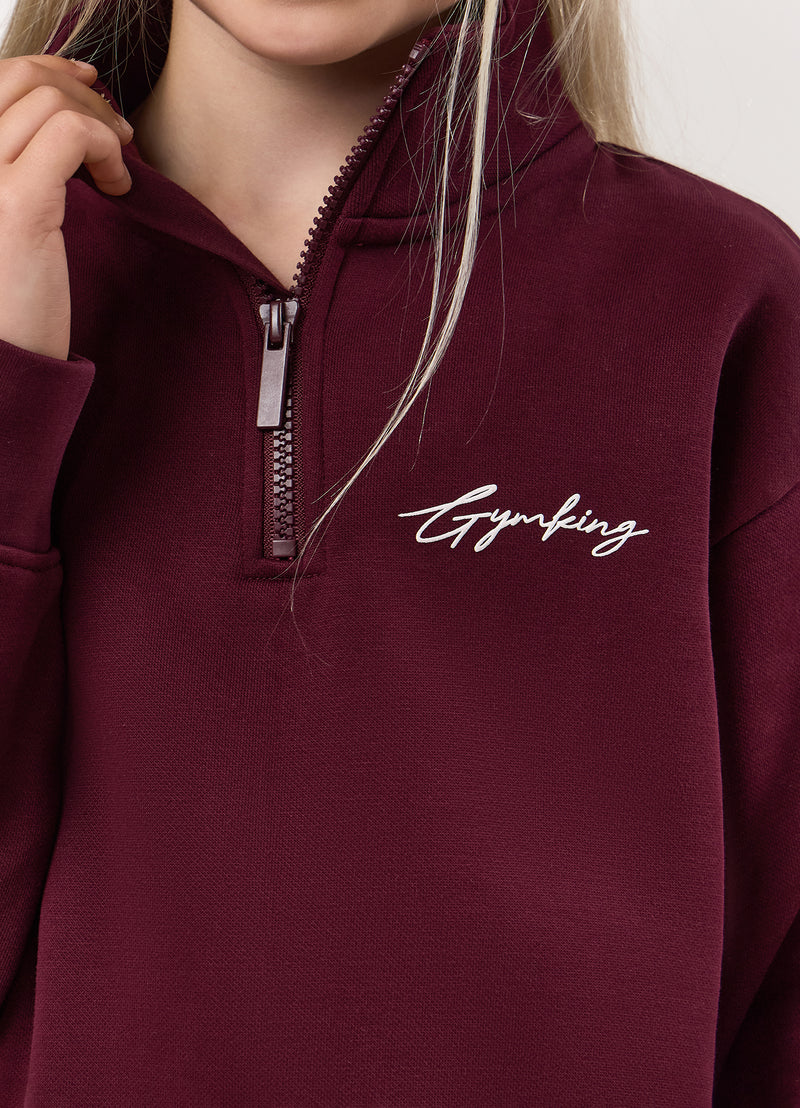 Gym King Kids Script 1/4 Zip Funnel - Fig