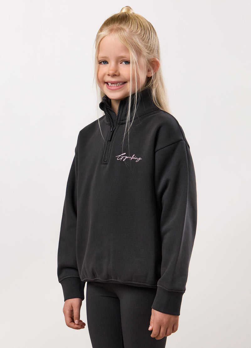 Gym King Kids Script 1/4 Zip Funnel - Pewter