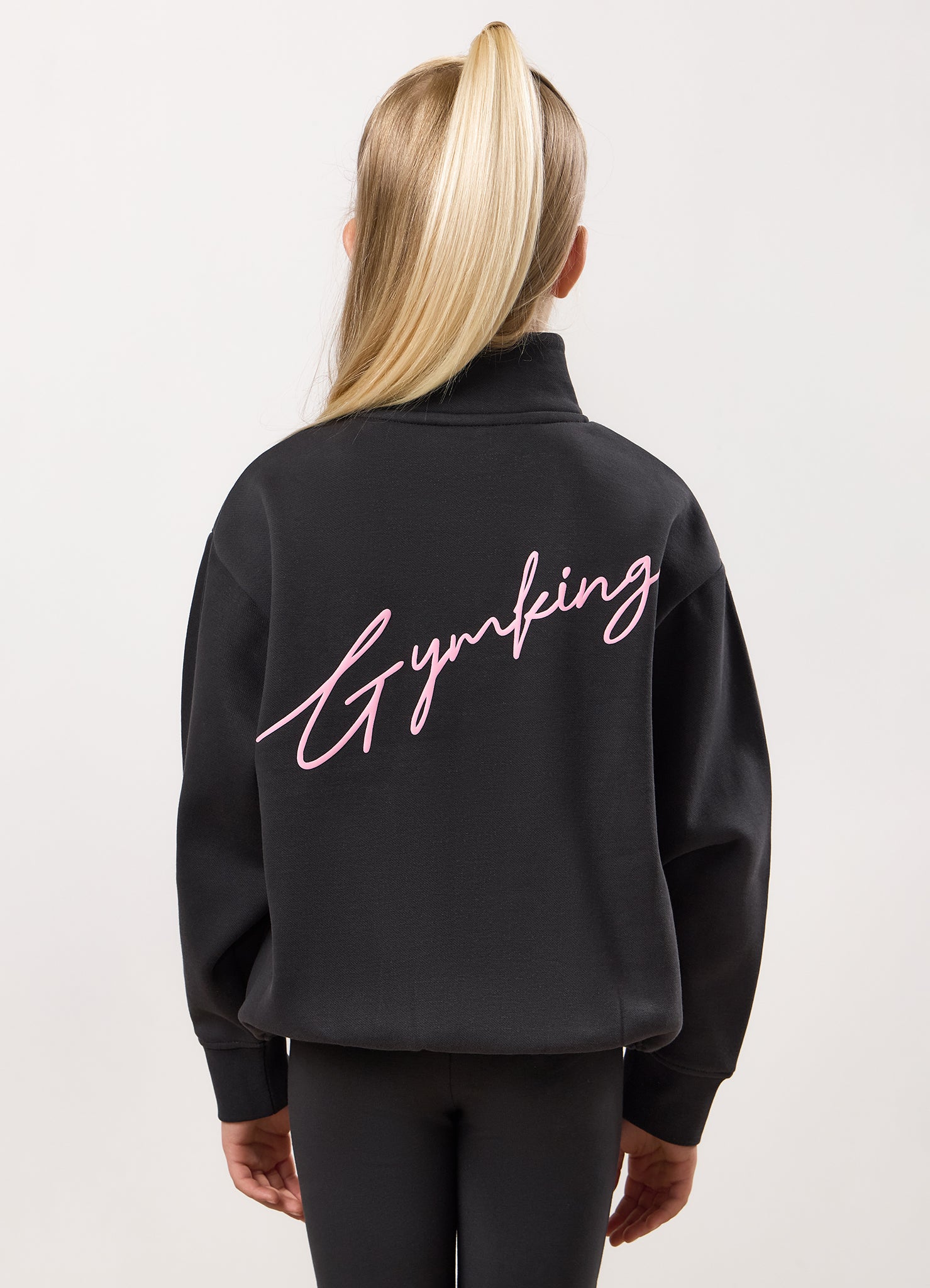 Gym King Kids Script 1/4 Zip Funnel - Pewter