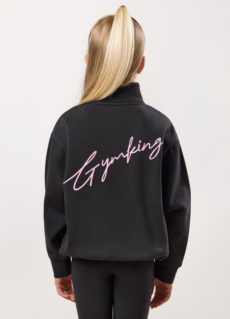 Gym King Kids Script 1/4 Zip Funnel - Pewter
