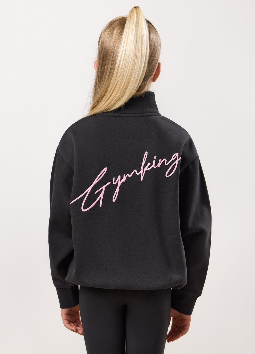 Gym King Kids Script 1/4 Zip Funnel - Pewter
