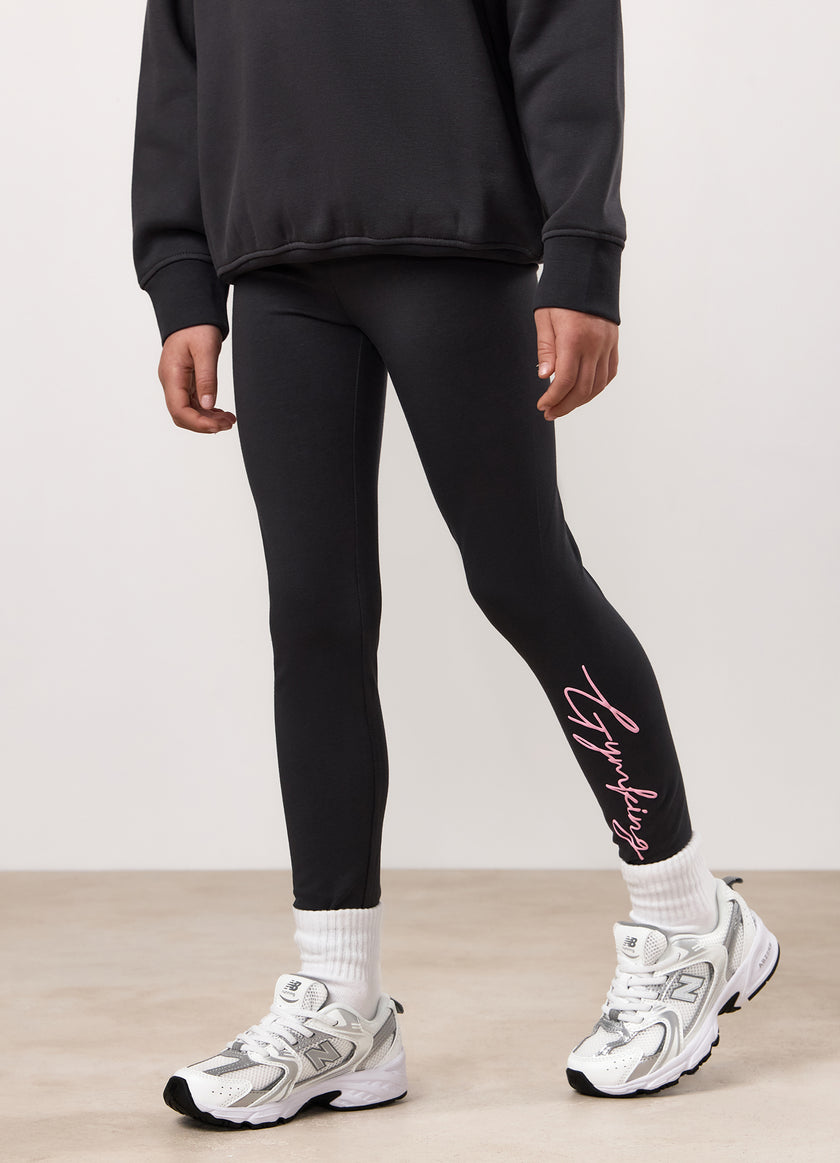 Gym King Kids Script Jersey Legging - Pewter