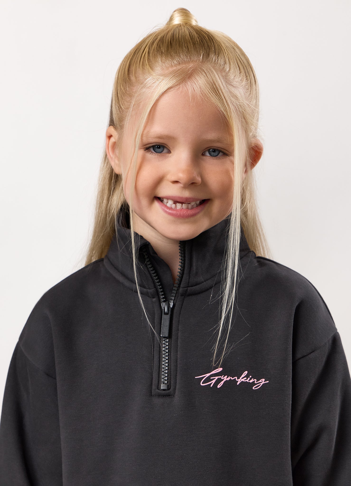 Gym King Kids Script 1/4 Zip Funnel - Pewter