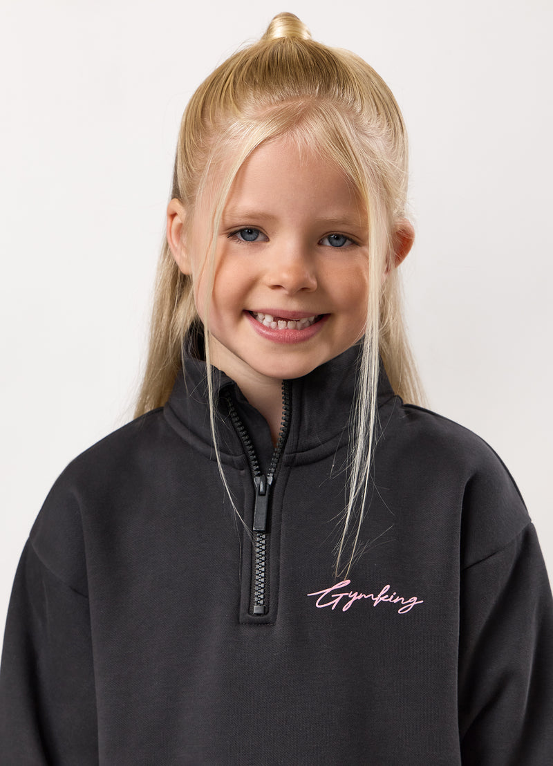 Gym King Kids Script 1/4 Zip Funnel - Pewter