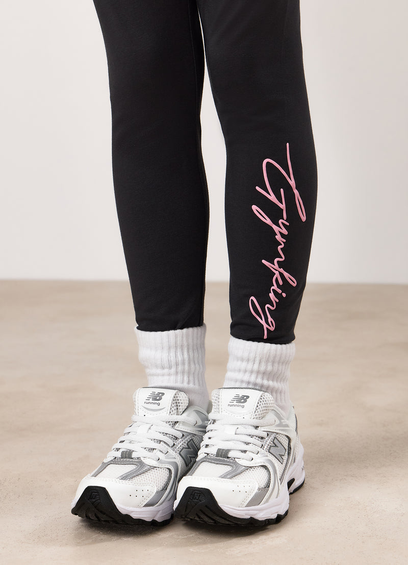 Gym King Kids Script Jersey Legging - Pewter
