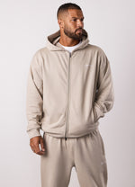 Gym King Script Relaxed Fit Hood Tracksuit - Light Sand