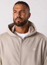 Gym King Script Relaxed Fit Hood Tracksuit - Light Sand