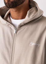 Gym King Script Relaxed Fit Hood Tracksuit - Light Sand