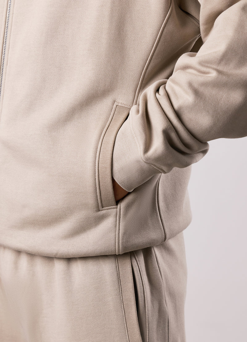 Gym King Script Relaxed Fit Full Zip Hood - Light Sand