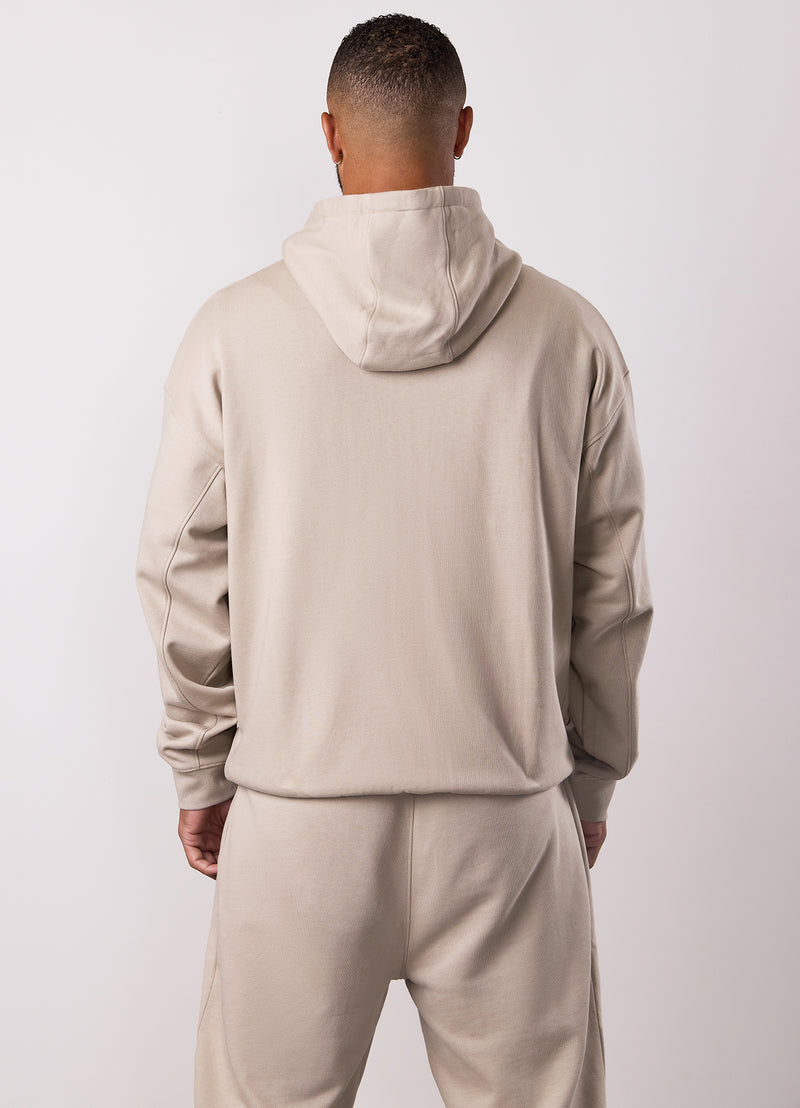 Gym King Script Relaxed Fit Full Zip Hood - Light Sand