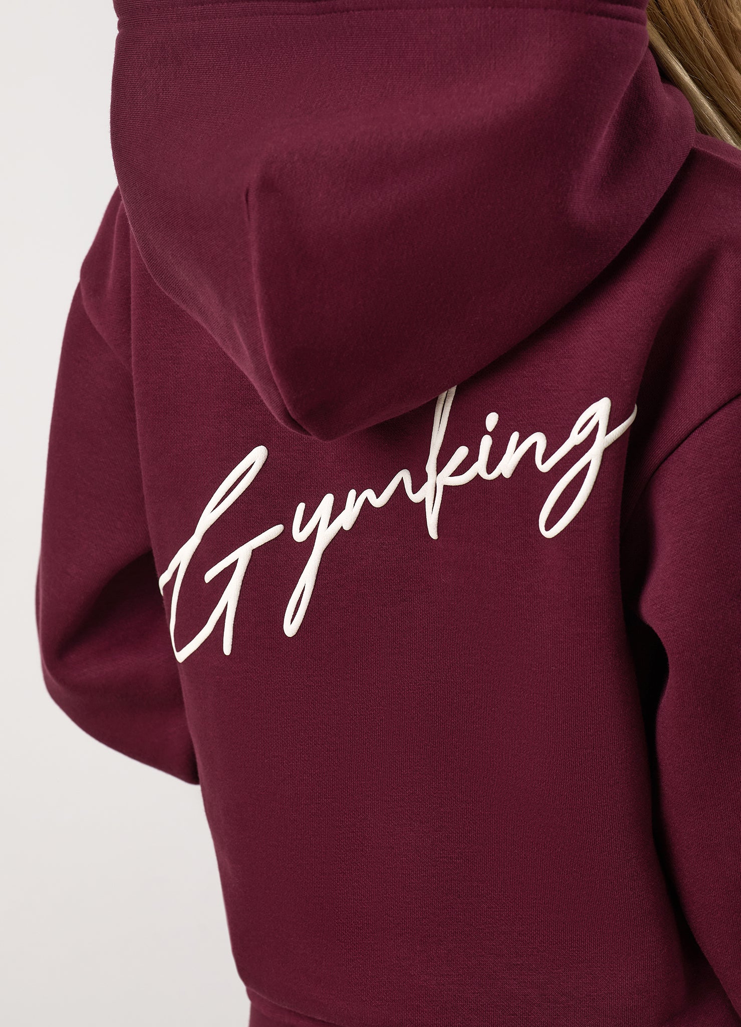 Gym King Younger Kids Script Relaxed Fit Hoodie - Deep Cherry / Cream