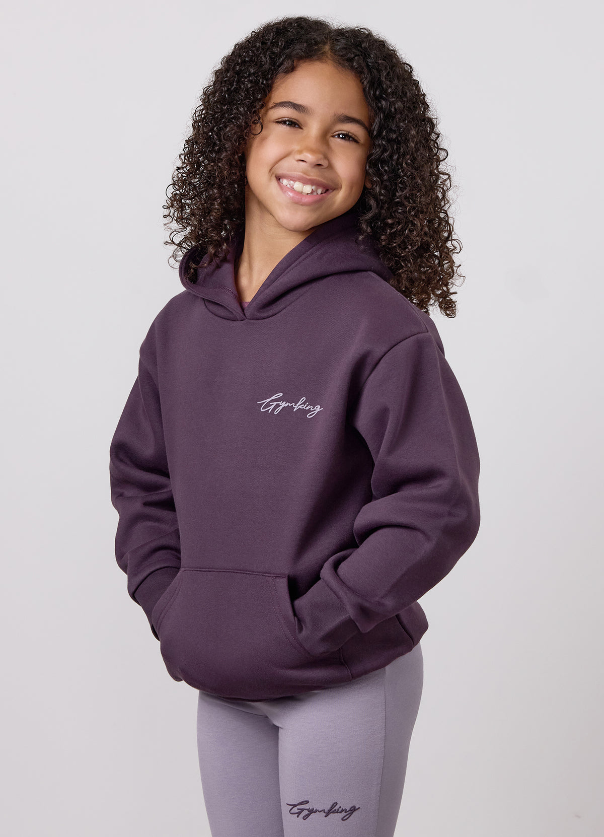 Gym King Older Kids Script Relaxed Fit Hoodie - Deep Purple/Dusky Purple