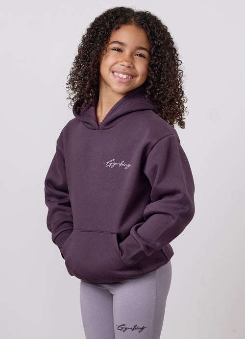 Gym King Older Kids Script Relaxed Fit Hoodie - Deep Purple/Dusky Purple